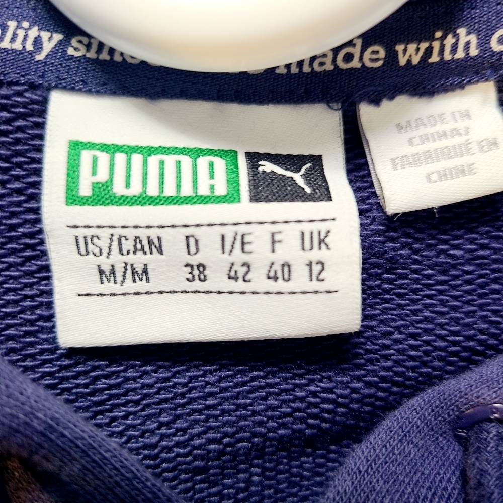 Puma Blue Hoodie Dress with White PUMA & Silver Sparkles, Size Medium - Picture 12 of 13
